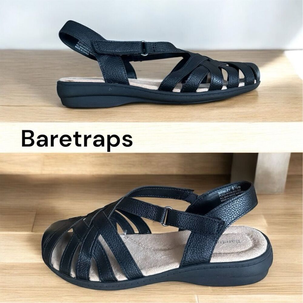 Baretraps Brinley Women's Black Strappy Sandals Size 6.5 Casual